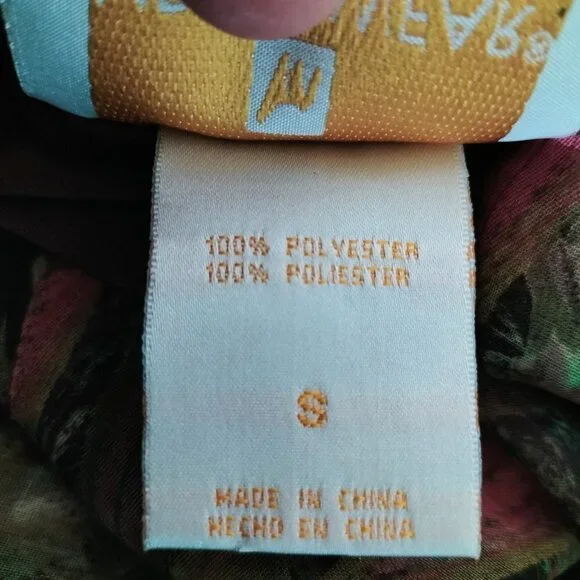 (SK 16) Metro Wear Green Pink  Leaf Print A Line Skirt Size Small - Picture 6 of 7